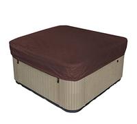 SJASD Bache Spa Carre - Housse de Baignoire Imperméable Coupe-Vent résistante Aux UV avec Cordon élastique à l'ourlet - Couverture de Bain à Remous 7 Tailles Choisies,Marron,220×220×30cm