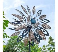 SJASD Moulin à Vent en métal,Solaire Moulin À Vent Jardin avec Boule de Verre LED à énergie Solaire,Sculptures et Mobiles À Vent pour Le Jardin extérieur de pelouse de Cour,Facile à Assembler