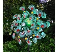 SJASD Moulin à Vent en métal,Solaire Moulin À Vent Jardin avec Boule de Verre LED à énergie Solaire,Sculptures et Mobiles À Vent pour Le Jardin extérieur de pelouse de Cour,Facile à Assembler