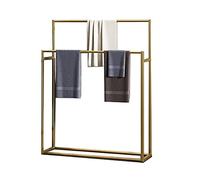 SJASD Porte-Serviettes sur Pied 2 Bras,Porte-Serviette de Bain Autoportant,Support pour Serviettes sans percage,Accessoires de Salle de Bain,d'or,70cm(28inch)