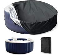 SJASD Spa Gonflable Protection Ronde Couverture Thermique Ronds Jardin,Housse de Protection Bache Protection Piscine pour Table Impermeable,Et Aux Rayons Oxford 210D,Black