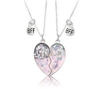 SJBAUTYO 2pcs Amitié Pendentif Collier,BFF collier pour 2 filles,meilleurs amis filles collier,collier aimantée,Cadeau D'anniversaire pour Les Meilleurs Amis