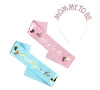 SJBAUTYO 3 PCS Écharpe Mummy to Be et Daddy to Be,ceintures de douche pour bébé Motif Mummy to Be Couronne Pour douche de bébé Gender Reveal Party Décoration Cadeau pour grossesse future mère