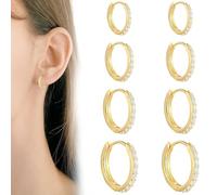 SJBAUTYO 4 Pairs Boucles d'Oreilles Créoles Argent Or Femme 925 Argent Creoles Argent Femme Hypoallergénique Boucles d'oreilles Femme Argent Bijoux Femme, 6/7/8/9mm, or
