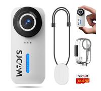 SJCAM C110PLUS Mini Caméra Sport,4K 170°Fov Libre, Stabilisation 6 Axes,Étanche,avec Microphone et Haut-Parleur Intégrés,Portable pour Le Cyclisme et Le Vlogging,Blanc (64G)