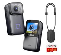 SJCAM C200 Pro Caméra d'action 4K Étanche 40m, Mini Caméra Sport Légère 88g, Grand Angle 135° Stabilisation 6 Axes, Idéale pour Vlog Moto Vélo Plongée, Kit Accessoires 64G Mémoire, Noir