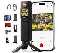 SJCAM C300 Caméra de vlogging 2 en 1, 64 Go 4K Pocket Travel YouTube Streaming, puissance 7H, stabilisation 6 axes, écran double tactile, étanche à 30 m, caméra de démarrage pratique, famille