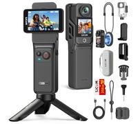 SJCAM C400 Bundle Vlog(256G)-Camera Vlog 4K avec 7H d'Autonomie Exceptionnelle,Écran Tactile Rotatif 2.29",Imperméable,Stabilisation 6 Axes,Caméra d'action pour Youtube,Vlog,Voyages,Activités,Noir