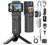 SJCAM C400 Combo de vlogging, caméra de poche 4K, puissance 7H, caméra d'action stabilisation à 6 axes, écran tactile de 5,7 cm, caméra corporelle étanche pour vlogging de voyage et streaming en
