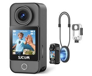 SJCAM C400 Pocket Pack POV(0Go), Camera Vlog 4K,Écran Tactile,172 Minutes | Stabilisation 6 Axes,Caméra Sport Étanche,idéale pour Vlog,Voyages et promenades,Noir