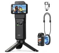 SJCAM C400 Vlogging Creators Combo Caméra d'action de poche 4K, puissance 7H, stabilisation 6 axes, étanche, écran tactile de 5,7 cm, caméra vidéo de voyage pour enregistrement, caméscope, noir