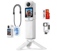 SJCAM Caméra d'action de poche C300 4K, blanche, 128 Go, puissance 7H, caméra portative à 170 °, caméra POV de stabilisation à 6 axes, caméra corporelle portable, caméra de vlogging de 3800 mAh avec