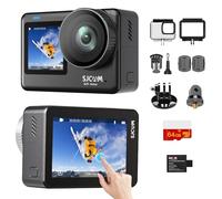 SJCAM SJ11 Bundle - Caméra d'action 4K UHD Double Écran Tactile, Stabilisation 6 Axes EIS, Étanche 30m, 100 Min d'Enregistrement, Caméra Sport Portable avec Carte 64GB, Idéale pour Vlog et Sports