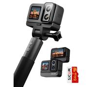 SJCAM SJ20 Caméra d'action 4K - Caméra de sport double objectif 4K avec perche à selfie 8H, mode super nuit, support magnétique, HDR, zoom 8X, caméra sous-marine pour voyage, moto et extérieur