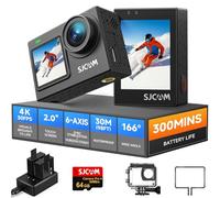 SJCAM SJ6 Ultra Caméra Sport 4K 30FPS 20MP Action Cam Double Écran LCD, 166° Grand Angle, Stabilisation 6 Axes EIS, Étanche 30M, Micro Externe, WiFi, 2 Batteries, Vlog Moto Vélo (64G)