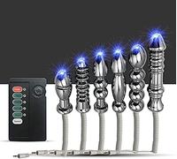 SJCANG Estim Sex, Prostate Electro Stimulation/Anal/Stimulateur Anal en Acier Inoxydable, Electro Shock/Gode Vaginal Estim/Gode Anal, SM Massager Sex Toys pour Femmes, H