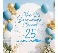 SJcysrilla The Summer I Turned 25 Sticker mural Cheers to 25 Years Toile de fond pour arche de ballons Happy 25th Birthday Fournitures de décoration