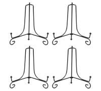 SJDKAKJSA 4 Pièces Support Assiette Decorative, 15 cm Chevalet Assiettes Pliable Noir, Présentoir Porte Assiette Chevalet de Table pour cadres photo, présentoir à assiettes décoratif