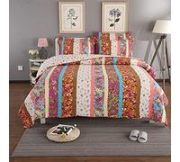 sjdoPulse Parure De Lit Double Moderne 230 X 250 Cm, Couvre-Lit Patchwork avec 2 Housses De Coussin, Couvre-Lit, Housse De Canapé, Couverture Matelassée, 2 Couleurs, Bleu