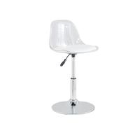 SJDUYD Tabourets de Bar Blancs Transparents avec Dossier, chaises de Bar rembourrées en Cuir PU, Tabouret de Bar Rotatif réglable en Hauteur pour îlot de Cuisine, Salle à Manger, café 40-55cm,1 Piece