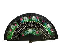 Sjfbebsy Éventail espagnol, peinture de fleurs double face, éventail pliable en bois ajouré, main espagnole vintage portable pour décoration de festival danse