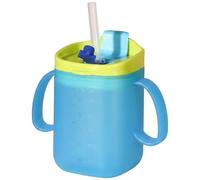 Sjfbebsy Gobelet à paille étanche de 280 ml avec poignée de couvercle et balance, anti-étouffement, 3 modes boisson, bleu