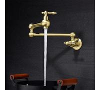 SJFJJKD Pot de Remplissage Mural, remplisseur de Pot en Or brossé, évier Pliable en Laiton Massif avec Bras pivotant à Double Articulation et 2 poignées à Trou Unique Friendship Years