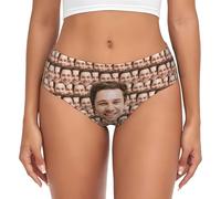 SJHAZSL Culotte de Personnalisée, Photo Visage Culottes, Culotte de Bikini Femme avec Photo pour Femme Épouse Saint-Valentin Noël