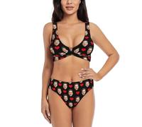 SJHAZSL Ensemble de Bikini Personnalisé pour Femme, Maillots de Bain Deux Pièces avec Visages, Beachwear Été pour Femme, Vacances à la Plage