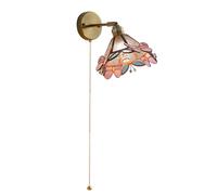 SJHDHDA Applexion Murale Vintage avec Interrupteur de Traction Rose Butfly Mur Light Gold Mur Mur Tache-Verre Shade, Chambre à Coucher Lampes murales de lit de Chambre Learned extensively