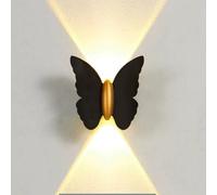 SJHDHDA Mur à Papillon extérieur LED LED Mur MURMELLE Noir 10W Black Metal IP65 Décoration imperméable Mur extérieur éclairage vers Le Haut et vers Le Bas éclair Learned extensively