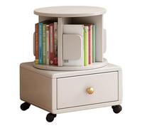 SJHDUNBW Petite bibliothèque rotative de chevet avec tiroir et roulettes, étagère de rangement pour livres et magazines, étagère facile à atteindre