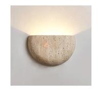 SJHPZG Applique Murale en marbre Wabi-Sabi, Style scandinave Semi-Circulaire, en travertin Jaune, luminaire Mural en Pierre Naturelle en Demi-Lune pour Hall d'entrée, Chambre à Coucher