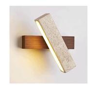 Applique Murale LED carrée en travertin, rotative à 180°, en Pierre Naturelle, éclairage d'intérieur Moderne en Bois pour Salle de Bain, Chambre à Coucher, Chevet, Salon