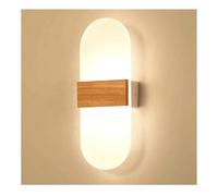SJHPZG Applique Murale LED Minimaliste Nordique avec Abat-Jour en Acrylique, Applique Murale en Bois de Style Japonais, à intensité Variable, pour Salon, Chambre, escalier, Porche