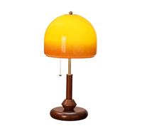 SJHPZG Lampe de Table Champignon Vintage avec Interrupteur à chaîne, Petite Lampe de Chevet de 50 cm avec Abat-Jour en Verre Orange dégradé, Lampe de Lecture de Bureau pour Salon
