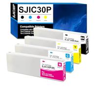 SJIC30P Cartouches d'encre Remanufacturé pour Epson SJIC30P SJIC30P-K SJIC30P-M SJIC30P-C SJIC30P-Y Compatible pour Epson Colorworks TM-C7500G TM-C7500GE (Noir, Cyan, Magenta, Jaune)