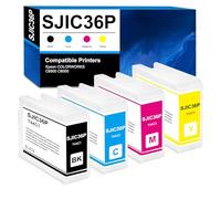 SJIC36P Cartouches d'encre Remanufacturé pour epson SJIC36P C13T44C140, C13T44C340, C13T44C240, C13T44C340 Compatible pour epson ColorWorks C6000 C6500 (Noir Cyan Magenta Jaune)