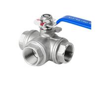 SJJBVPYX 304 Stainless Steel Three-Way Ball Valve with Switch Buckle L/T Type One in and Two Out Inner wire Valve Switch 6/4 Minutes(DN32,L-Type_BSPT)