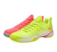 SJJH Baskets professionnelles de badminton - Maille TPU respirante et triple cadre de soutien pour la mobilité - Amortissement léger, Vert/rose., 44 EU