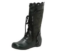 SJJH Bottines en dentelle à fleurs pour femme | 4 cm de rehaussement intérieur avec application florale, laçage avec détails en dentelle pour le quotidien et les fêtes, vert, 38 EU