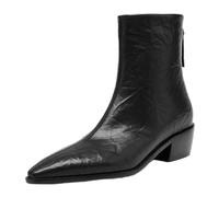 SJJH Bottines pour femme avec capuche pointue et talon bloc | Bottes western avec fermeture éclair, Doublure synthétique noire, 46 EU