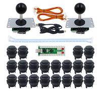 SJJX 2 Player Arcade Game DIY Kit Arcade Matt Frosted Black Button Twins USB Encoder Zero Delay 4&8 Way Arcade Fighting Joystick Controller for PC MAME Respberry Pi Retropie