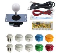 SJJX DIY Arcade Game Button and Joystick Controller Kit for Rapsberry Pi and Windows,5 Pin Joystick and 10 Push Buttons 822a Mix White