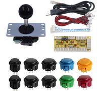 Sjjx Diy Arcade Game Button And Joystick Controller Kit For Rapsberry Pi And Windows,5 Pin Joystick And 10 Push Buttons 822A Mix Black