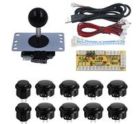 SJJX Zero Delay Arcade DIY Kit Parts USB Encoder to PC Joystick 5Pin Rocker + 10pcs Black Push Buttons 822a Blac