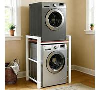 SJMDMZD 3 Hauteurs Support Réglable pour Machine à Laver, Support Machine a Laver Seche Linge, Kit de Superposition Lave linge Seche Linge, Etagere Machine a Laver, Capacité de Charge de 350kg White B