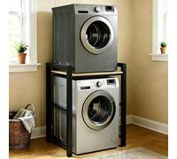 SJMDMZD 3 Hauteurs Support Réglable pour Machine à Laver, Support Machine a Laver Seche Linge, Kit de Superposition Lave linge Seche Linge, Etagere Machine a Laver, Capacité de Charge de 350kg Black A