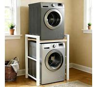 SJMDMZD 3 Hauteurs Support Réglable pour Machine à Laver, Support Machine a Laver Seche Linge, Kit de Superposition Lave linge Seche Linge, Etagere Machine a Laver, Capacité de Charge de 350kg White A