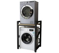 SJMDMZD Étagère Machine à Laver 3 Hauteurs Réglables, Support Lave Linge Sèche Linge, Kit de Superposition, Capacité de Charge 250 kg, Meuble de Rangement pour Buanderie Salle de Bain Black C
